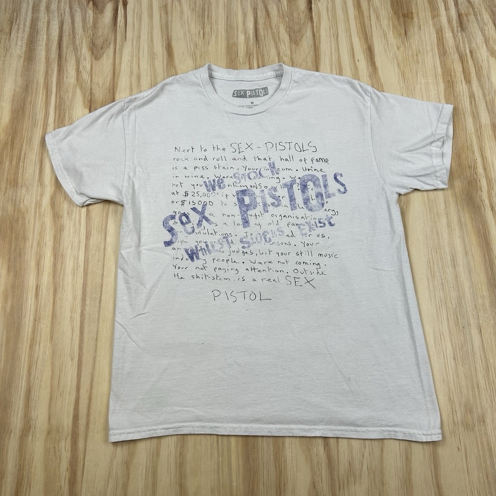 The Sex Pistols Whilst Stocks Exist T-Shirt Men's Medium White Punk Rock Band